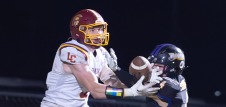 Trace Schoenebeck somehow came up with this deep pass to the end zone from Max Ronsman to put the Spartans up for good on Friday in Two Rivers. Josh Staloch photo