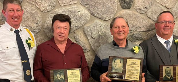 The 2023 Build the Future Foundation Wall of Fame banquet honored Colonel Charles B. Meyer, Ron Pelnar and Joe Kassner. Pictured from left are: Jeff Vollenweider and Norman Paplham, who accepted on behalf of Meyer; Pelnar; and Kassner. Submitted photo